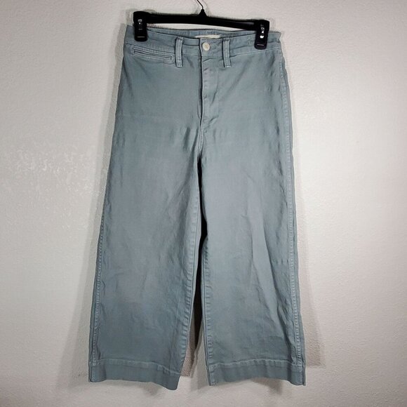 Madewell Emmett Wide-Leg Crop Pants Size 26 Light Blue Cotton/Elastane - Picture 1 of 13